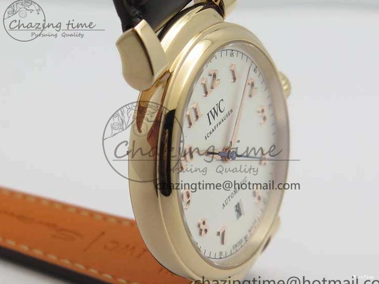 MIROTIME 1221 Neat Da Vinci IW356601 RG MKF 1:1 Best Edition White Dial On Brown Leather Strap A 7230